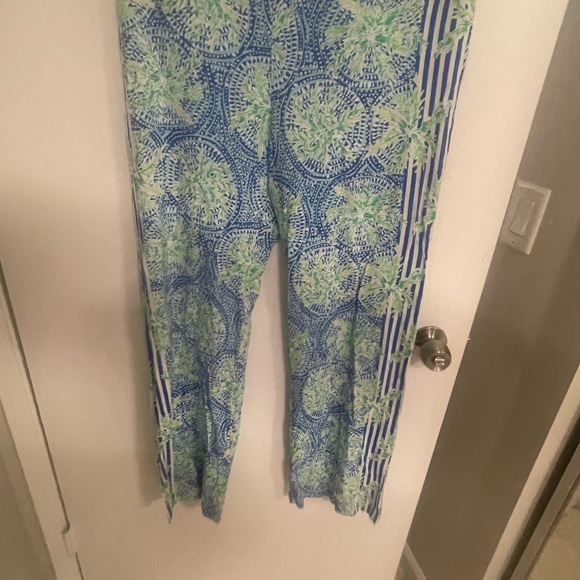 Lilly Pulitzer Bal Harbour Palazzo Pants Bennet Blue Wide Leg Tropic Size Large - Picture 2 of 8